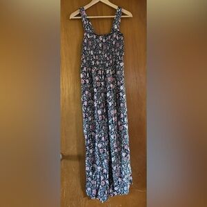 LOFT Black and Pink Floral Jumpsuit